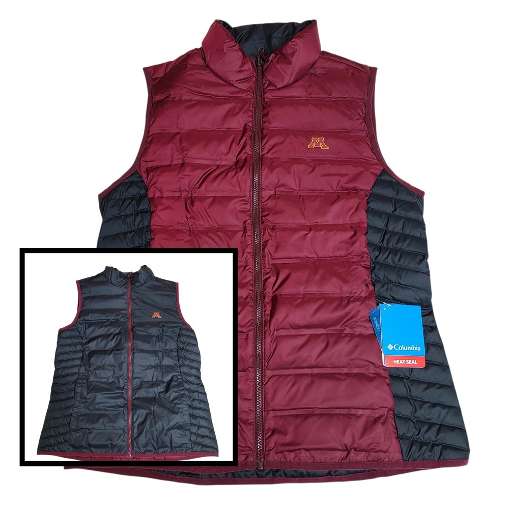 Columbia Minnesota Golden Gophers Women's Large Reversible Puffer Vest Heat Seal